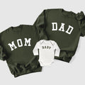 Mom, Dad and Baby Family Matching Sweatshirts in Army Green